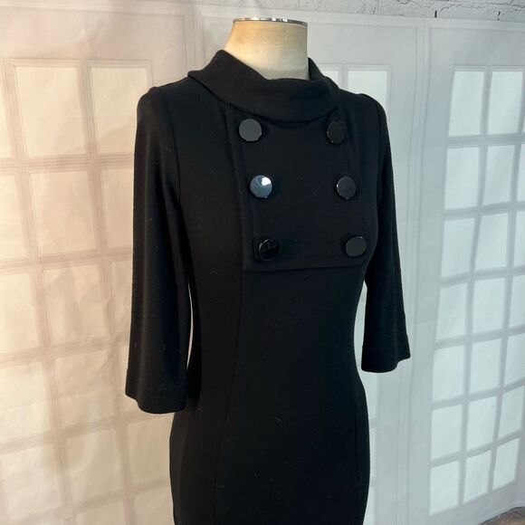 🔥🔥5 for $25🔥🔥 Kenzie Black High Neck 3/4 Sleeve Button Detail Bodycon Dress - Picture 2 of 8